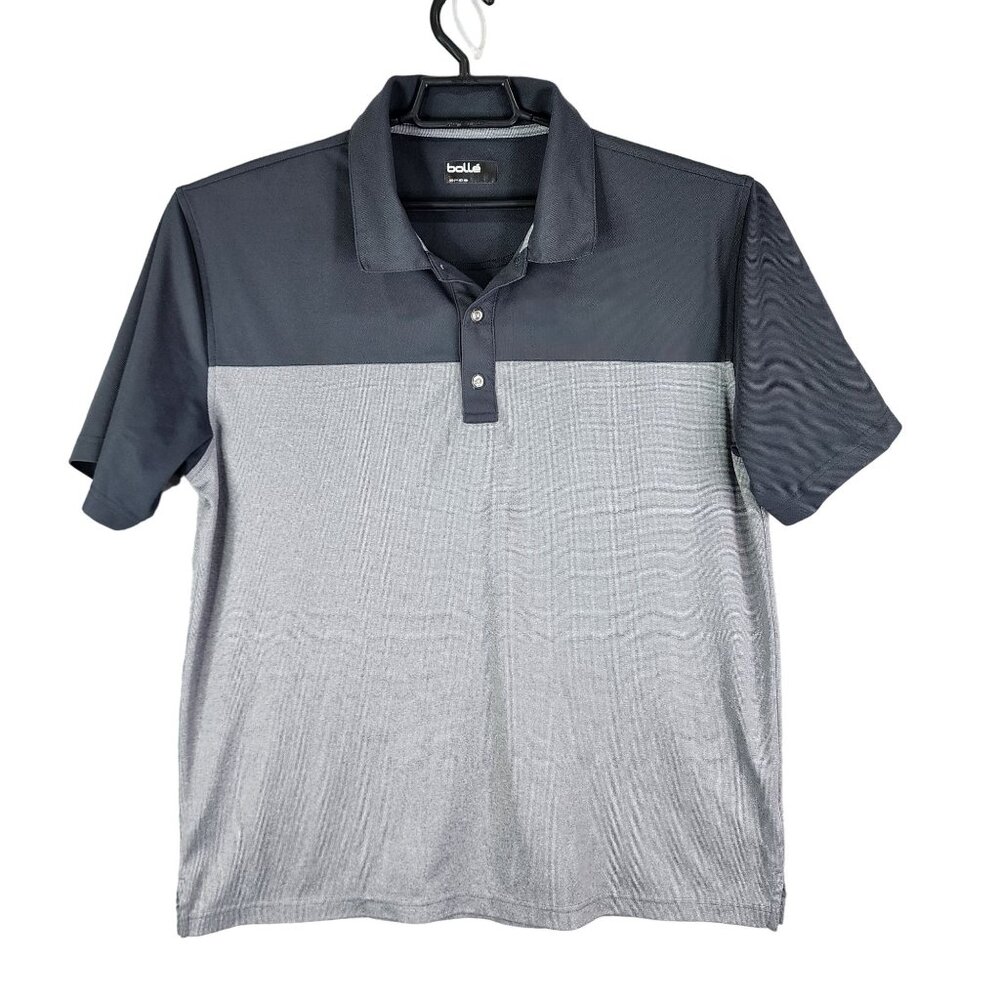 Mens Black & Gray Bollé Polo Shirt Short Sleeve 100% Polyester Size XL